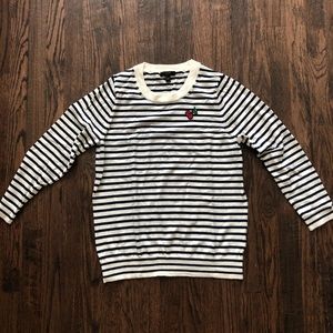 J. CREW Striped Tippi Sweater Cherry Merino Wool